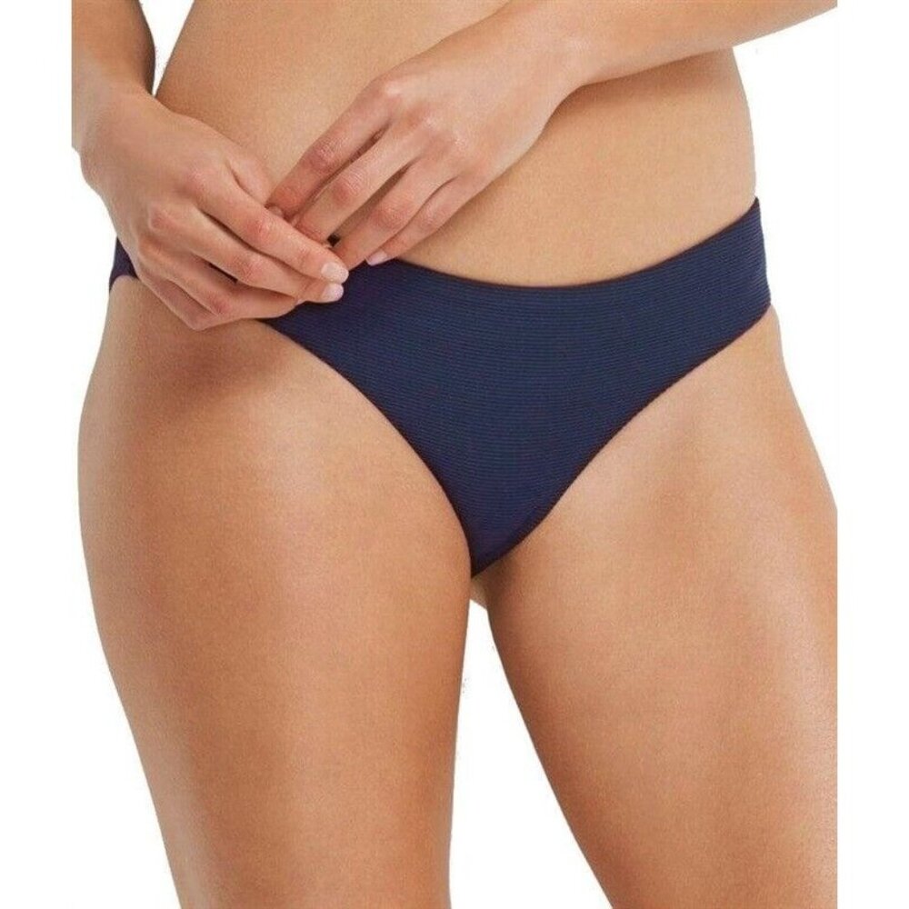 NWOT Milea 16 Mini Rib Mid Rise Bikini Swim Bottom Navy Ink 120374